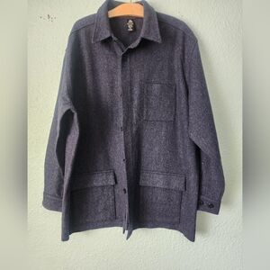 Men's Dark Gray Wool Shirt Jacket